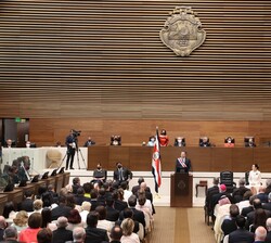 Vista general del Salón del Plenario de la Asamblea Legislativa en el momento de la intervención del Presidente de la Repúbica de Costa Rica